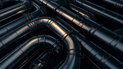 Intricate Network of Metallic Pipes, Industrial System Interconnection