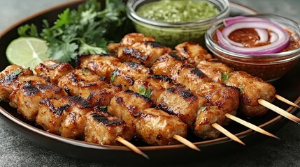 Grilled Chicken Skewers with Sauce.