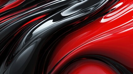 Abstract Fluid Forms in Red and Black