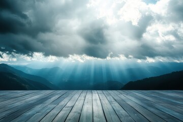 Dramatic clouds over mountains on white background