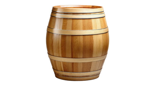 Wooden Barrel: A classic wooden barrel, meticulously crafted with precision, stands as a symbol of age-old craftsmanship. Emphasizing the natural beauty of wood.