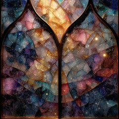 Abstract Pastel Colors in Stained Glass Style