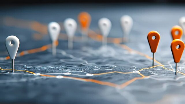 Location pin map navigation route travel direction showing journey planning connection and balance between stress and fatigue