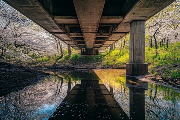  Bridge with Cherry Blossoms – Underneath View