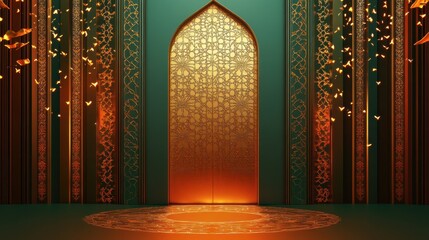 Ornate, glowing archway,  richly decorated