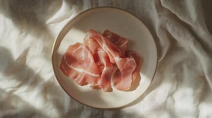 Slices of Prosciutto on a Plate