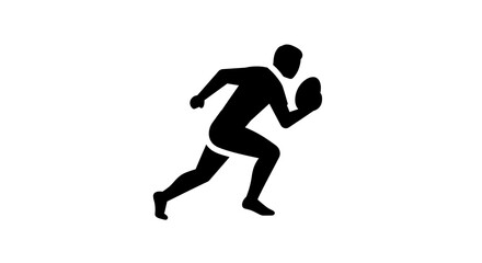 Running Man Silhouette Holding Ball for Sport Pictogram