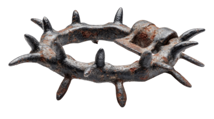 Ancient crown: a weathered crown with sharp points, symbolizing strength and authority. An evocative piece that whispers of history and power.