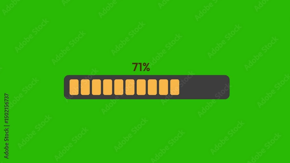 Poster multiple loading screens 4k animation with green screen for keying. progress bar, percentage, loadin