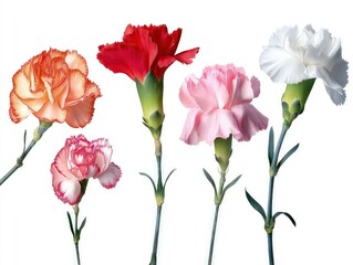 Fototapeta premium Various flowers carnation flower variety in full bloom floral arrangement on green stems