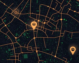 2d city map showing IoT infrastructure like smart streetlights water meters waste bins with alert sensors
