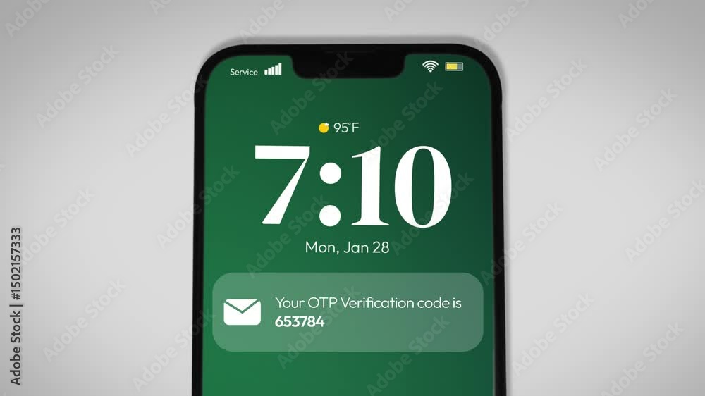 Poster otp verification code sent on smartphone 4k footage with close up, tech and security concept backgro