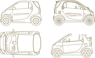 Fototapeta premium vector illustration sketch silhouette image design of 2 seat electric vehicle for modern metropolis city