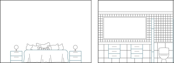 vector illustration sketch image silhouette design architecture interior section building residential building 