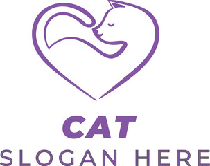 Vibrant Violet-Purple Heart Cat Vector – Creative and Playful Design