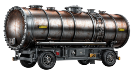 Industrial Tanker on Wheels: A rugged and robust industrial tanker, mounted on wheels, stands as a symbol of transport and industry.