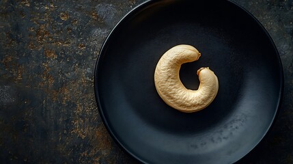 Golden Crescent Roll on a Black Plate