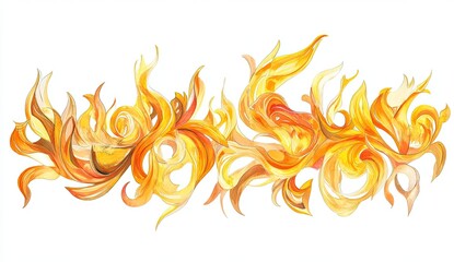 Abstract flame patterns in yellow and orange