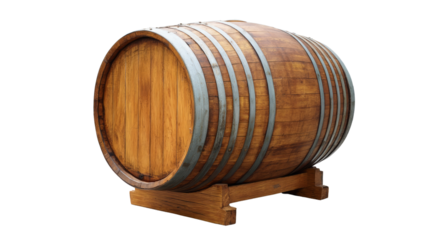 Wooden Barrel's Craft: A classic wooden barrel, with its curved form and metallic rings, sits gracefully against the backdrop, showcasing its rustic charm and timeless appeal.