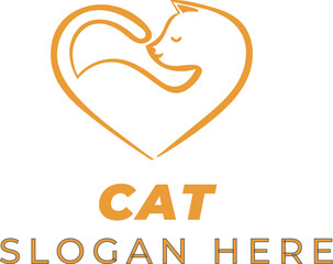 Bright Golden Orange Heart Cat Vector &ndash; Warm and Luxurious Design