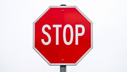 Red stop sign. Stop sign on white background. Stop sign.
