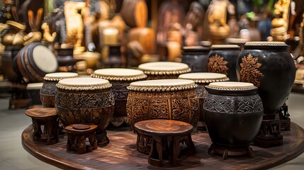 Fototapeta premium Collection of ornamental traditional drums