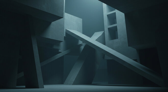 Geometric jungle of concrete and shadow