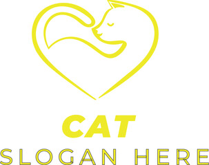 Bright Yellow Heart Cat Vector &ndash; Cheerful and Energetic Design