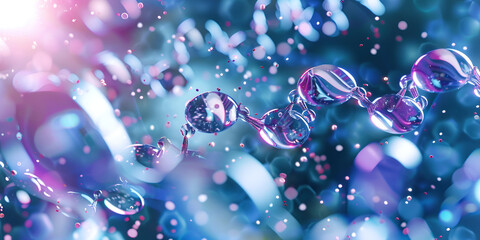 3D Molecular Structure with Shiny Purple Spheres and Abstract Background, Scientific Visualization  
