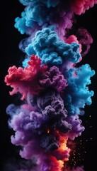 Fototapeta premium Abstract colorful fractal background with smoke and light texture