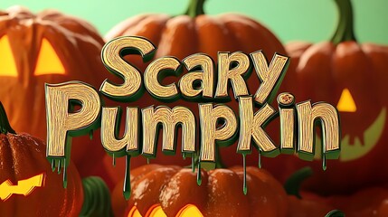 A 3d rendering of the text scary pumpkin.