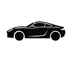 Fototapeta premium Sport Car Logo, car icon, car silhouette, car illustration, Vector Silhouette of Sports Car Black Coupe Side View Illustration.