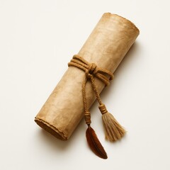 Scroll Wrapped in Brown Paper and Tied With Twine Displayed on a Light Background