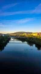 Fototapeta premium landscape of the miño River in ourense, reservoir of the velle power plant