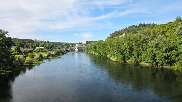 landscape of the mi&ntilde;o River in ourense, reservoir of the velle power plant
