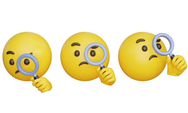 Naklejki looking through a magnifying glass face emoji emoticon 3D Icon