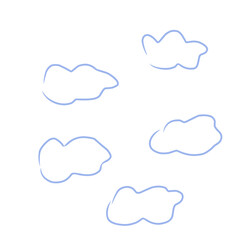 Light blue outlined clouds on white.