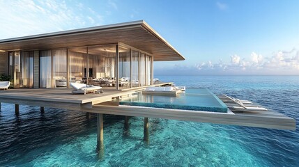 Luxurious Overwater Villa with Private Pool in Tropical Paradise Setting