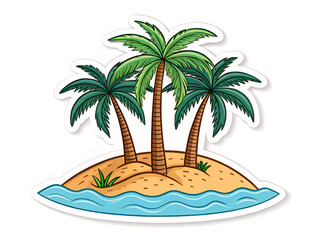 Fototapeta premium tropical island with palm trees. palm, beach, tree, island, summer, tropical, sea, vector, nature, sun, illustration, ocean, coconut, travel, water, silhouette, sand, landscape, paradise, holiday, vac