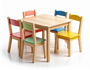 Colorful Wooden Kids Table And Chairs