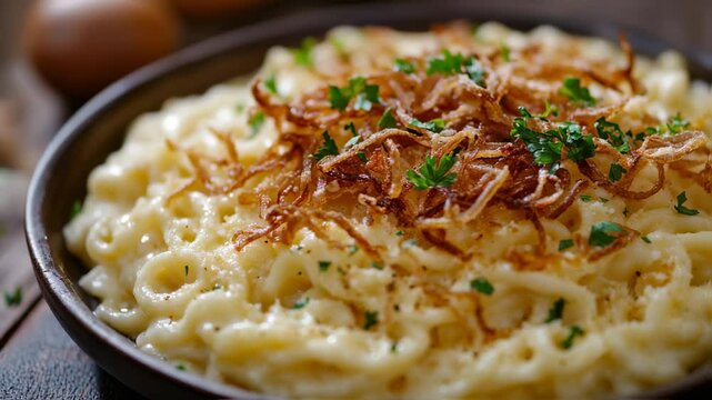 K?sesp?tzle Delight: Traditional German Noodles with Cheese and Fried Onions