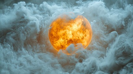 Abstract Planet View Showing Glowing Ink Smoke and Swirling Patterns of Marble Colour Orbiting In a Mystical Astral Sky
