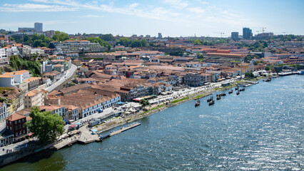 City of Vila Nova de Gaia in Portugal, viewed from Dom Luis Bridge spanning the River Douro to Porto