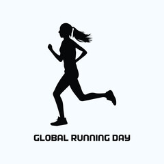 Global Running Day silhouette design background