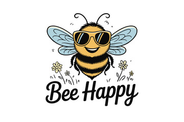 happy bee silhouette  Vector