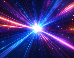 Abstract light speed background with star burst effect and motion lines