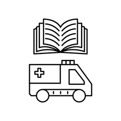 car ambulance manual book icon design