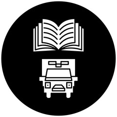 car ambulance manual book icon design