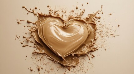 Heart-shaped, light beige liquid splash