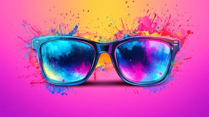 Spectacular Sunglasses with Vibrant Watercolor Texture and Colorful Splash